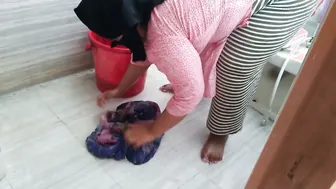 Aunty Washing Clothes Gets Bent Over And Fucked From Behind