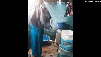 Village Aunty Bathing Naked Outdoors Unaware Someone Watching