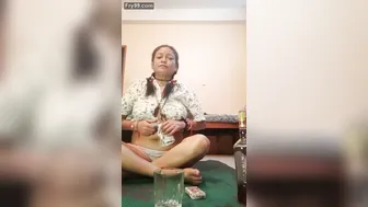 Village Aunty Smoking Drinking And Fingering Her Wet Pussy