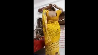 Married Woman In Red Saree Stripping Naked For Her Lover