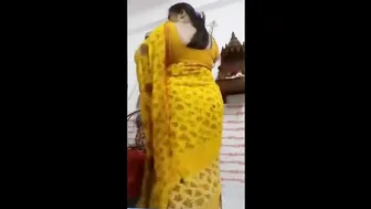 Married Woman In Red Saree Stripping Naked For Her Lover
