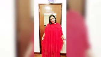 Busty Aunty Trying On Red Festive Bra Showing Off Her Curves