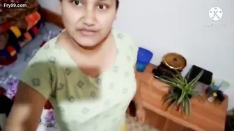 Busty Married Aunty Teasing While Washing Showing Hanging Tits