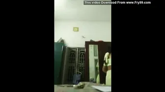 Tamil Aunty Caught Changing Her Sari By Hidden Camera In Bedroom