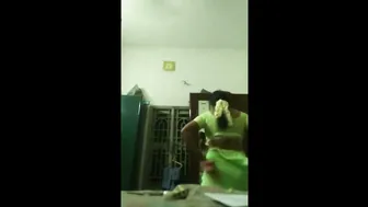 Tamil Aunty Caught Changing Her Sari By Hidden Camera In Bedroom