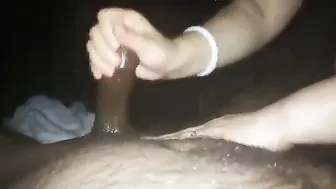 Desi Aunty Giving Slow Handjob Making Him Cum All Over Her Hands