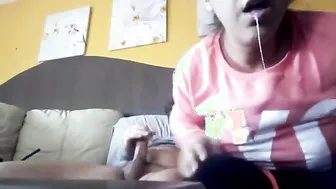 Chubby Married Woman Sucking Hubby's Dick Hiding Her Shy Face