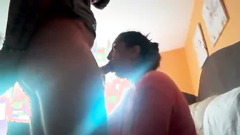 Chubby Married Woman Sucking Hubby's Dick Hiding Her Shy Face