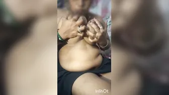 Big Tits Aunty Sucking Her Own Massive Boobs In Front Of Mirror