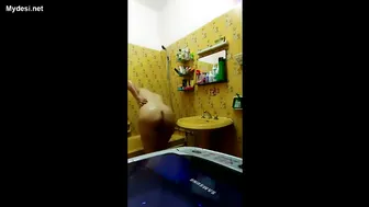 Naked Aunty Filming Herself Bathing In Private Bathroom Alone