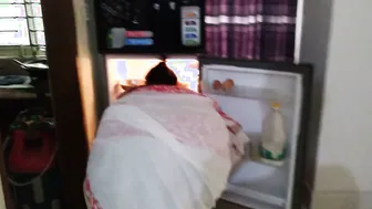 Aunty Bent Over Fridge Getting Fucked By Neighbor Guy Hard