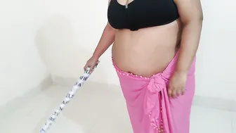 Horny Aunty Getting Wild With Broom Handle While Cleaning House