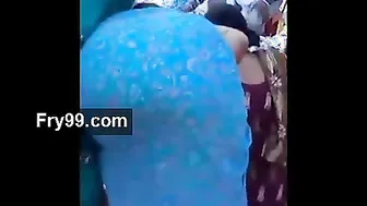 Aunty Bent Over In The Market Sucking Dick Showing Her Ass