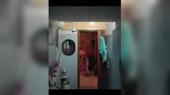 Desi Aunty Bathing Secretly Filmed Through Bathroom Window