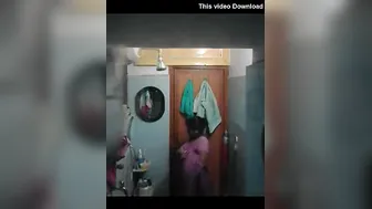 Desi Aunty Bathing Secretly Filmed Through Bathroom Window