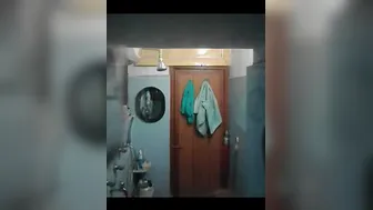 Desi Aunty Bathing Secretly Filmed Through Bathroom Window
