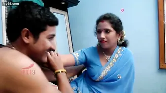 Married Woman In Tight Blue Saree Teasing Before Getting Laid