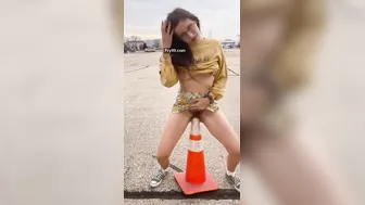 Naughty Married Aunty Fucking Herself With A Huge Parking Cone