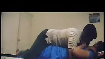 Desi Aunty In Blue Saree Lifting It Up Showing Everything