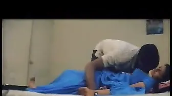 Desi Aunty In Blue Saree Lifting It Up Showing Everything