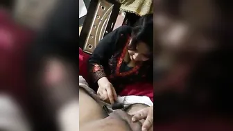 Desi Bhabhi Carefully Shaving Husband Cock Intimate Home Footage