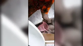 Village Maid Stroking Owner's Hard Cock In Bathroom Caught Live