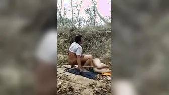 Horny Lovers Fucking Deep In The Forest In Homemade Village Scandal