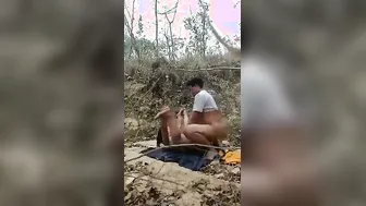 Horny Lovers Fucking Deep In The Forest In Homemade Village Scandal