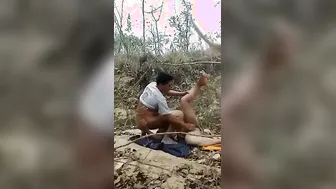 Horny Lovers Fucking Deep In The Forest In Homemade Village Scandal