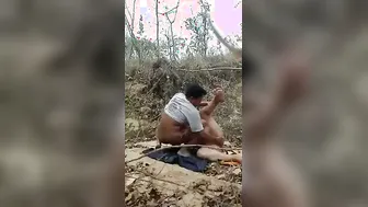 Horny Lovers Fucking Deep In The Forest In Homemade Village Scandal