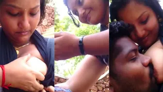 Mallu GF Sucking Nipples Outdoors In Public Garden