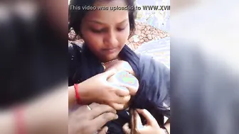 Mallu GF Sucking Nipples Outdoors In Public Garden