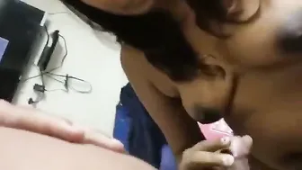 Desi GF Giving Sloppy Blowjob And Handjob To Lover