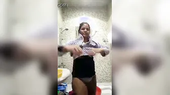 South Indian Wife Changing Clothes In Bathroom Hidden Camera