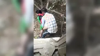Caught Fucking My GF Behind The House On Hidden Camera