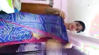 Saree Wife Teasing Her Man During Naughty Video Call Session