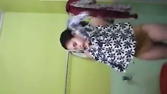 Naughty Bhabhi Bathing Topless While He Watches From Door