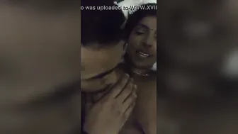 Dark Skinned Babe Getting Her Big Boobs Sucked By Lover