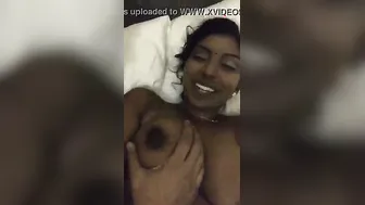 Dark Skinned Babe Getting Her Big Boobs Sucked By Lover