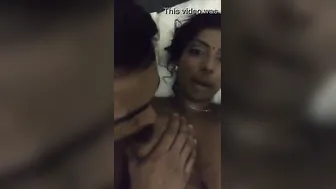 Dark Skinned Babe Getting Her Big Boobs Sucked By Lover