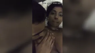 Dark Skinned Babe Getting Her Big Boobs Sucked By Lover
