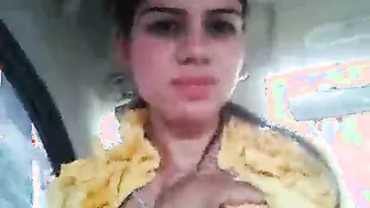 My Busty GF Showing Off Her Boobs In The Back Of Car