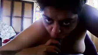 Chubby Married Aunty Giving Messy Blowjob And Talking So Dirty