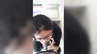 College Babe Giving Her BF Head Behind The Library Today