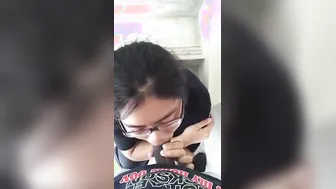 College Babe Giving Her BF Head Behind The Library Today