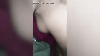 Topless GF Sucking Him Off At His Place On The Bed