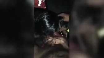 Topless GF Sucking Him Off At His Place On The Bed