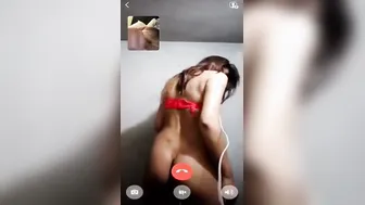 His GF Getting Naked On Video Call Touching Herself Wet