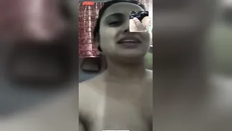 Young Desi Babe Teasing Topless For BF On Video Call
