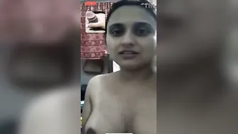 Young Desi Babe Teasing Topless For BF On Video Call